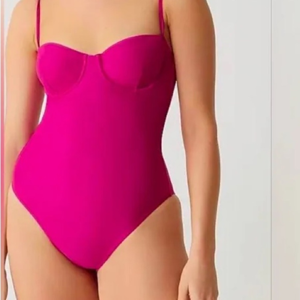 J. Crew Heritage Balconette Fuchsia One-Piece Swimsuit